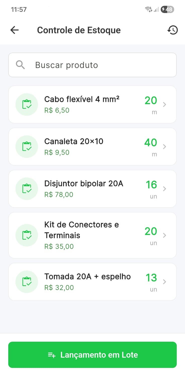 Tela real do controle de estoque do Valeu