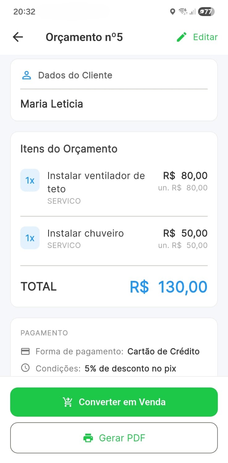 Tela real do histórico de estoque do Valeu