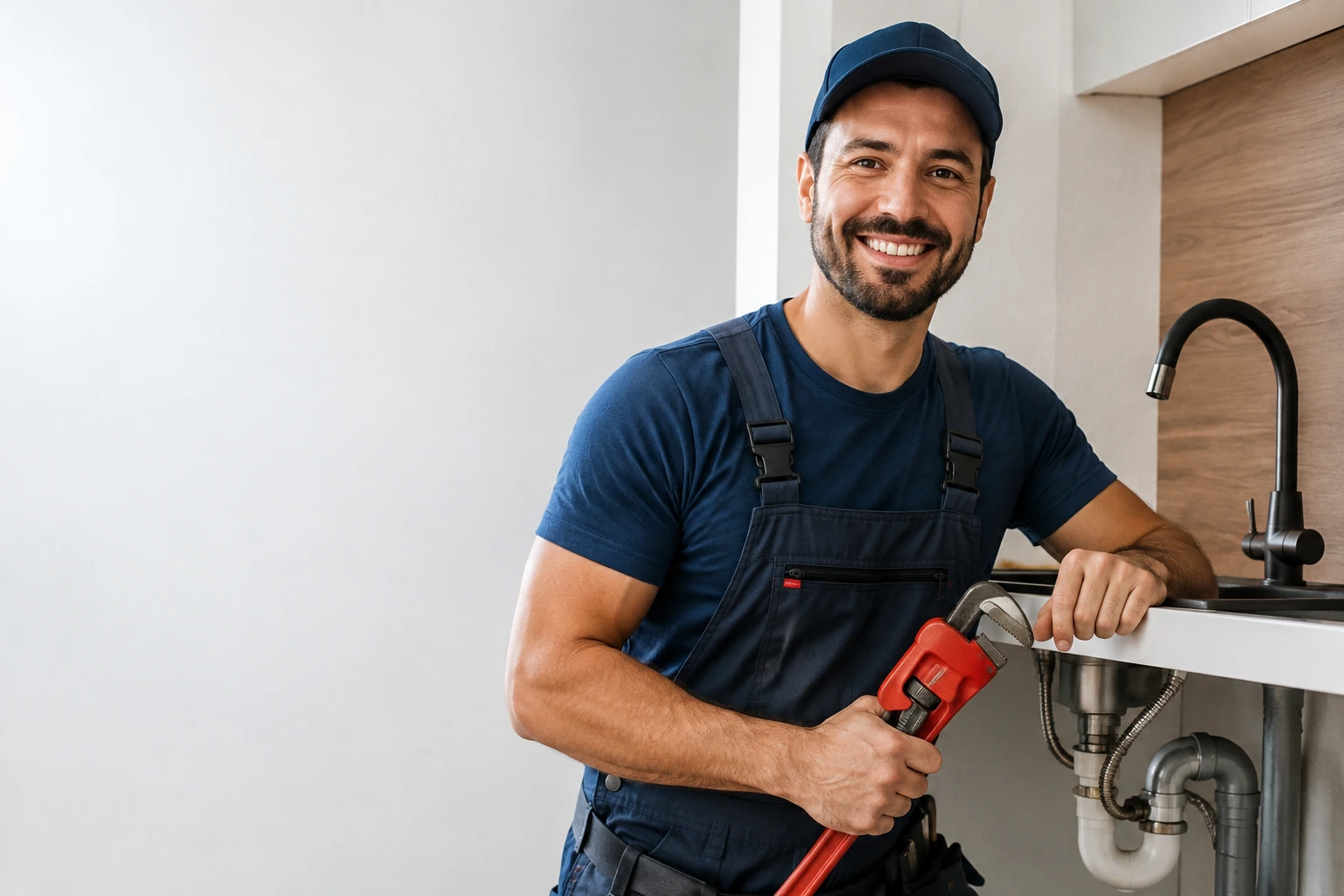 Profissional de hidráulica trabalhando