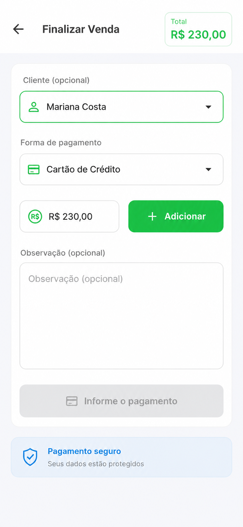 Finalizar venda