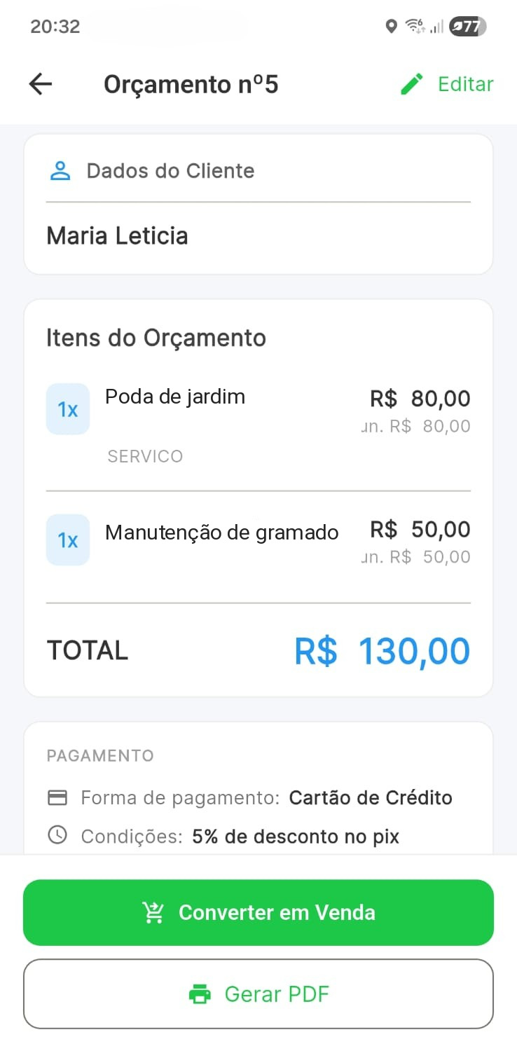 Tela real do histórico de estoque do Valeu