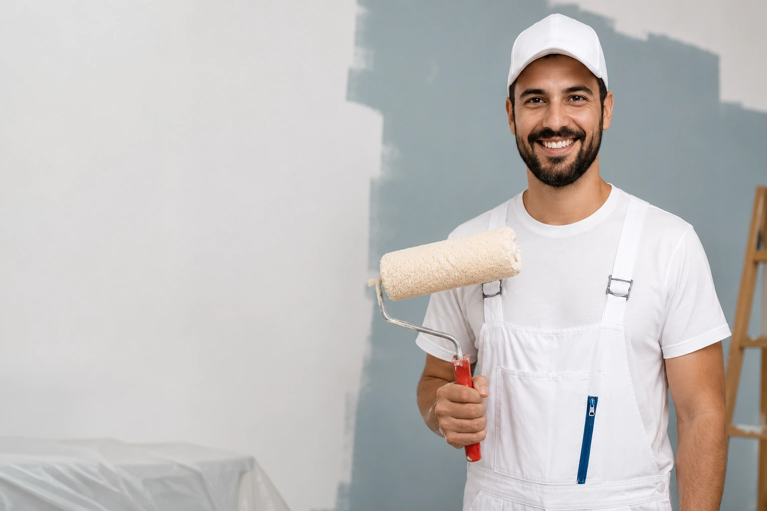 Profissional de pintura trabalhando