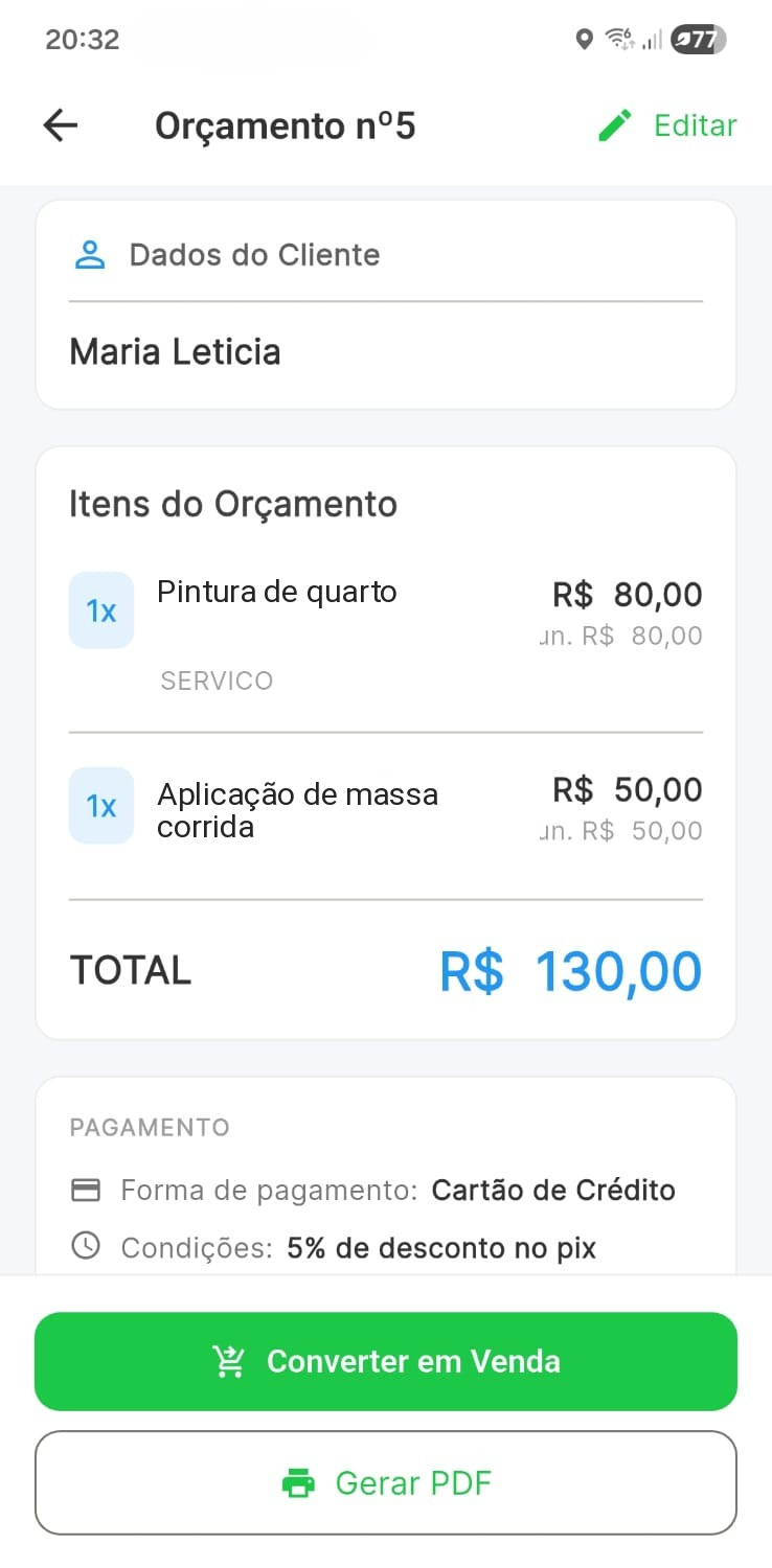 Tela real do histórico de estoque do Valeu