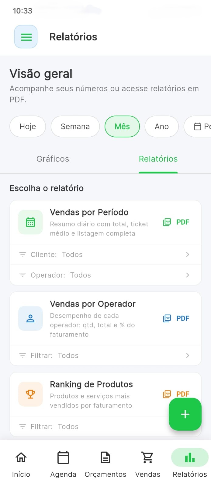 Lista de relatórios em PDF disponíveis no Valeu